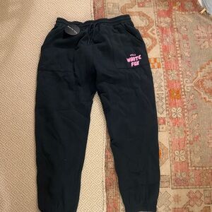 White fox sweatpants!!! NWT